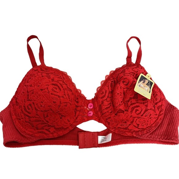 Lynda's World Red Wired Push Up Floral Bra Size 38B New with tag Style 6892 - Picture 2 of 6
